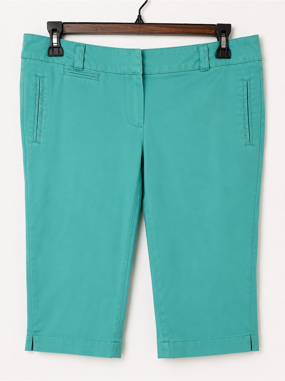 Larry Levine Petite Turquoise Bermuda Shorts Skimmers Size 14P